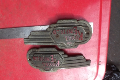 Royal Enfield tin plate badges early fifties